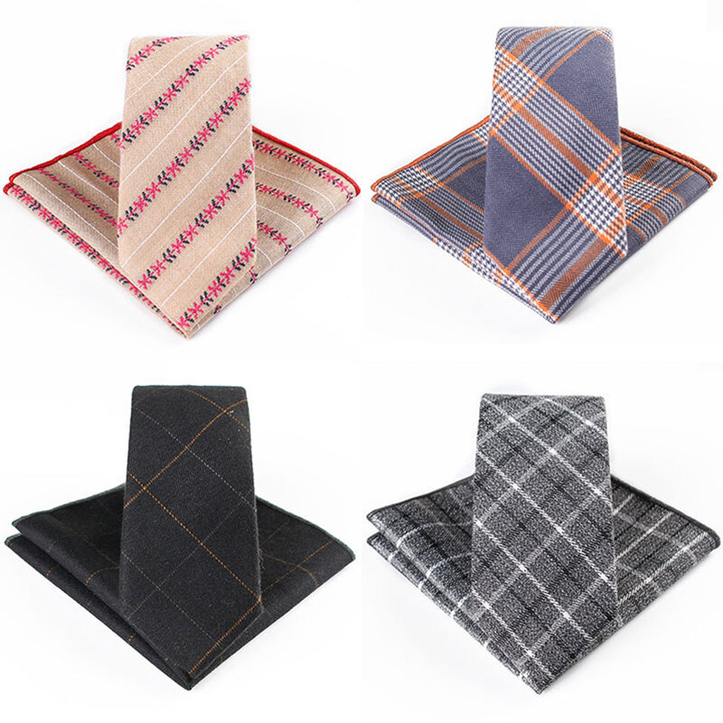 GUSLESON Classic Cotton 6cm Tie Set For Men Plaid Stripes Necktie and Handkerchief Set for Wedding Business Party Formal Gift