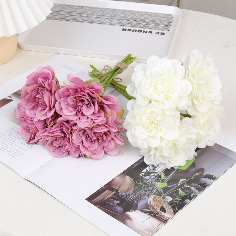5 шт., розовый шелковые искусственные цветы розы Пион, свадебный букет для украшения дома, дешевые искусственные цветы Гортензия