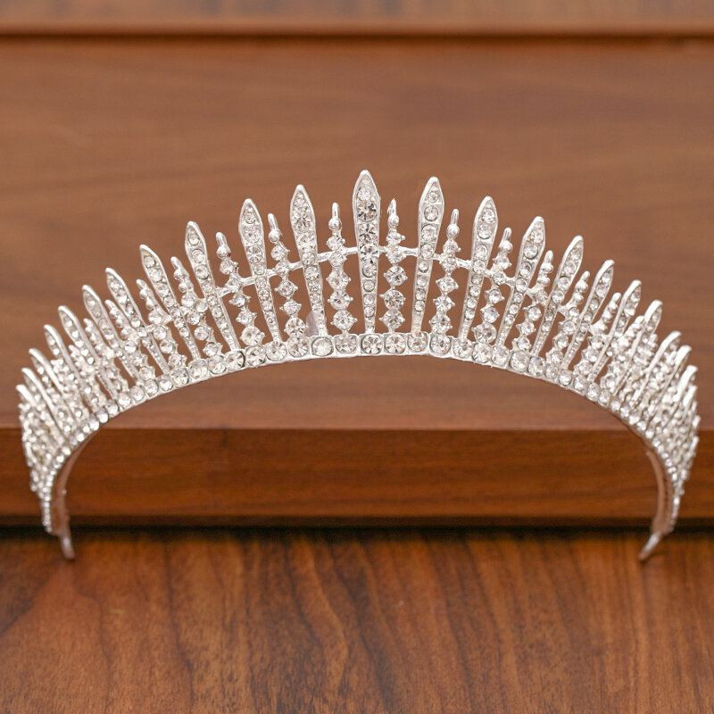 Corona de Tiara nupcial para mujer, accesorios para el cabello de boda, corona de Color plateado para coronas de novia y Tiara, accesorios para mujer, regalo