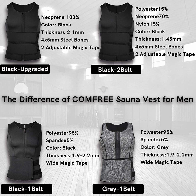 Men Neoprene Sauna Zipper Waist Trainer Corset Vest Tank Top Trimmer Compression Body Shaper Slimming Belt Faja Shapewear