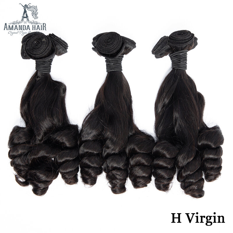 Amanda Funmi Twist Wave หลวมคู่วาด Human Hair Closure Unprocessed Virgin แบบบราซิล
