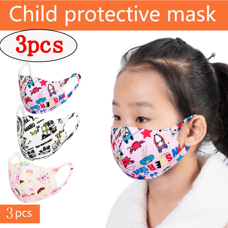In Stock Child Kids Cotton Mouth 3pc Reusable Facemasks Fabric Washable Facemasks Washable Reusable Toiletry Kits Masque