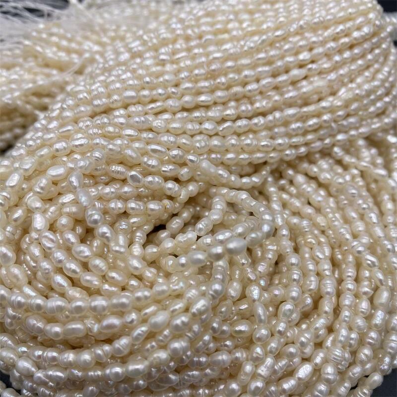 Perles naturelles de riz d'eau douce pour fabrication de Bracelets, colliers, accessoires de bijouterie, 2.8-3.2mm, offre spéciale