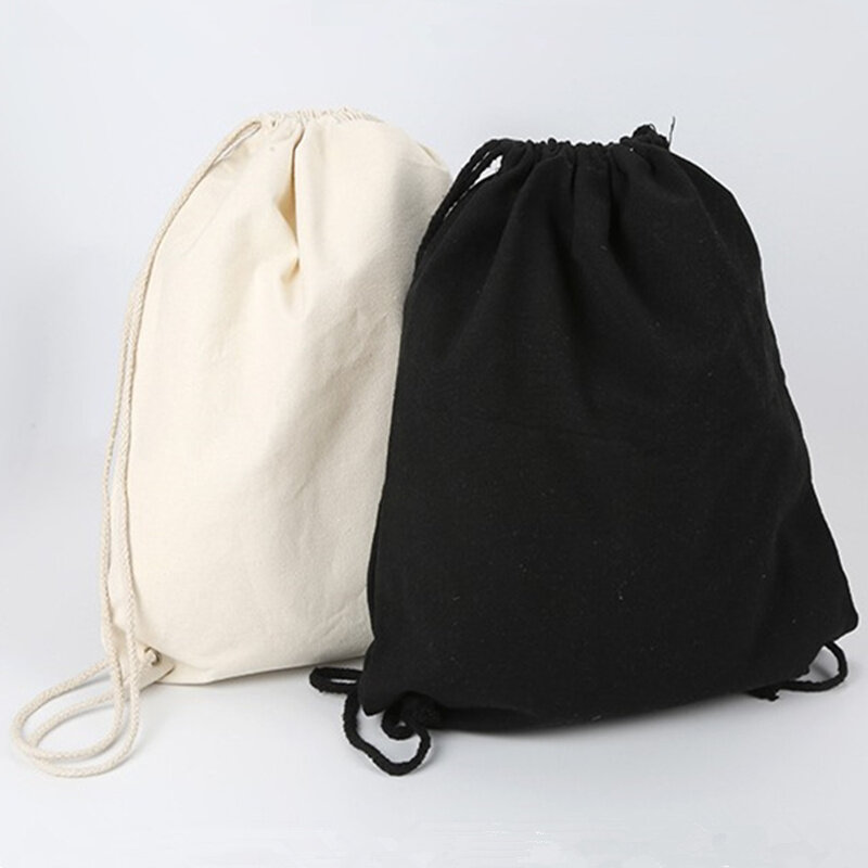 2022 Canvas Fashion Drawstring Bag Lady Shopping Bag Portable Quality Trendy Simple Backpack Cotton Linen Bolsillo Con Cordón