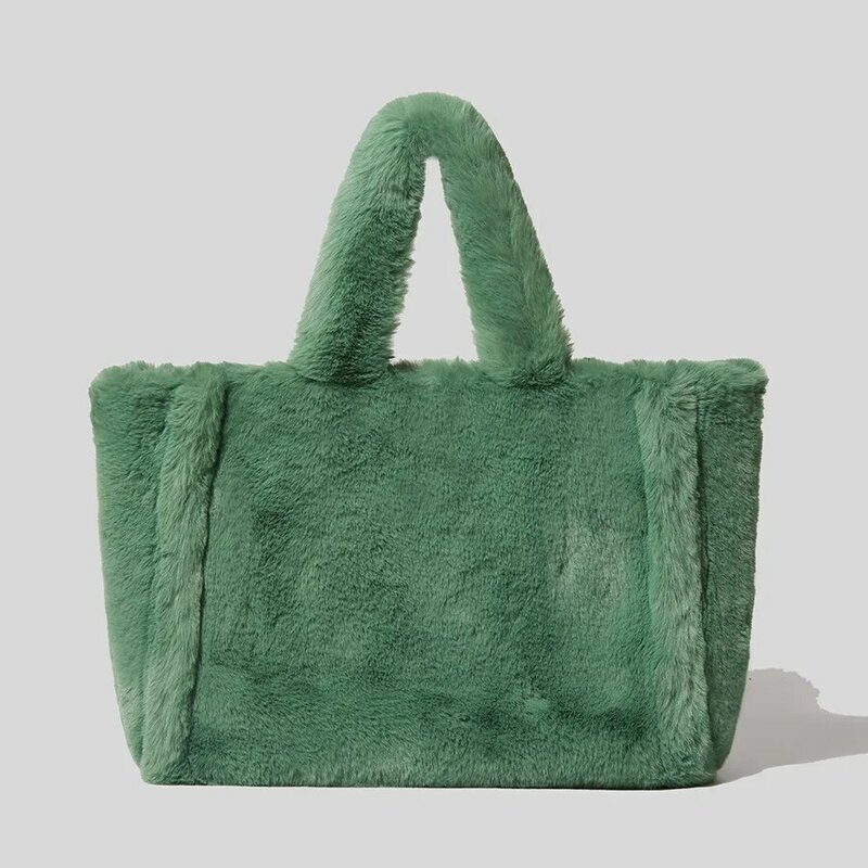 Модная большая сумка-тоут, роскошные женские сумки из искусственного меха, дизайнерские дамские сумочки, пушистая мягкая плюшевая сумка для покупок, теплая зимняя сумка 2022