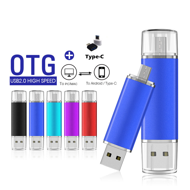 10ชิ้น/ล็อตโลโก้ที่กำหนดเอง OTG Type-C USB Drive 32GB 16GB 8GB มัลติฟังก์ชั่น USB แฟลชไดรฟ์ USB 2.0 Pendrive 4GB USB ไดรฟ์ปากกา