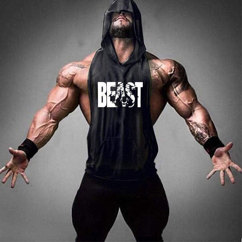 Beast Bodybuilding Stringer camiseta sin mangas para hombre, ropa de gimnasio, chaleco de algodón, sudaderas con capucha