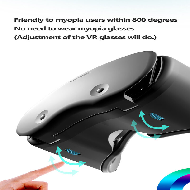 خوذة ثلاثية الأبعاد نظارات الواقع الافتراضي VR للهواتف الذكية 5 إلى 7 بوصة نظارات ثلاثية الأبعاد دعم 0-800 قصر النظر سماعات VR للهاتف المحمول