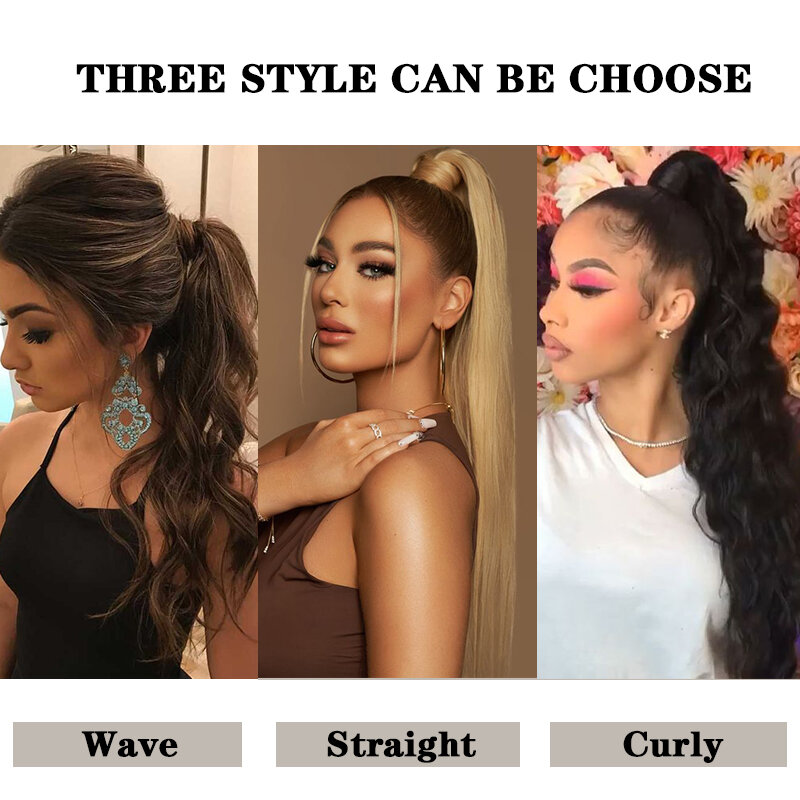 Xnaira Synthetic Long Wave Wrap Around Ponytail Clip In Hair Extension Pony Tail Naturasl False Fake Hair Heat Resistant Fiber