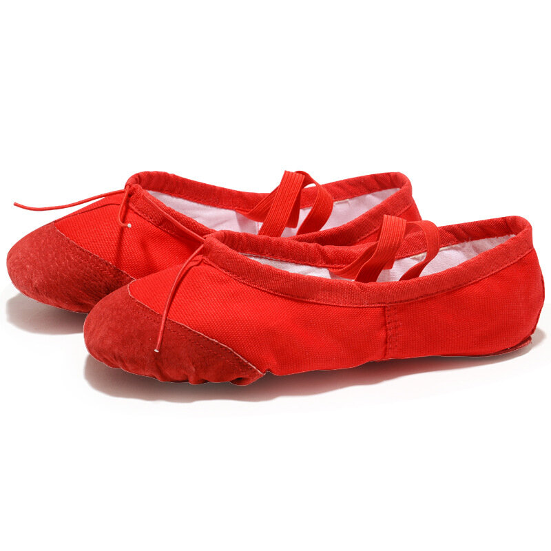USHINE-zapatillas de Ballet planas para niña y mujer, zapatos de lona, suaves, en negro, rojo, blanco y rosa