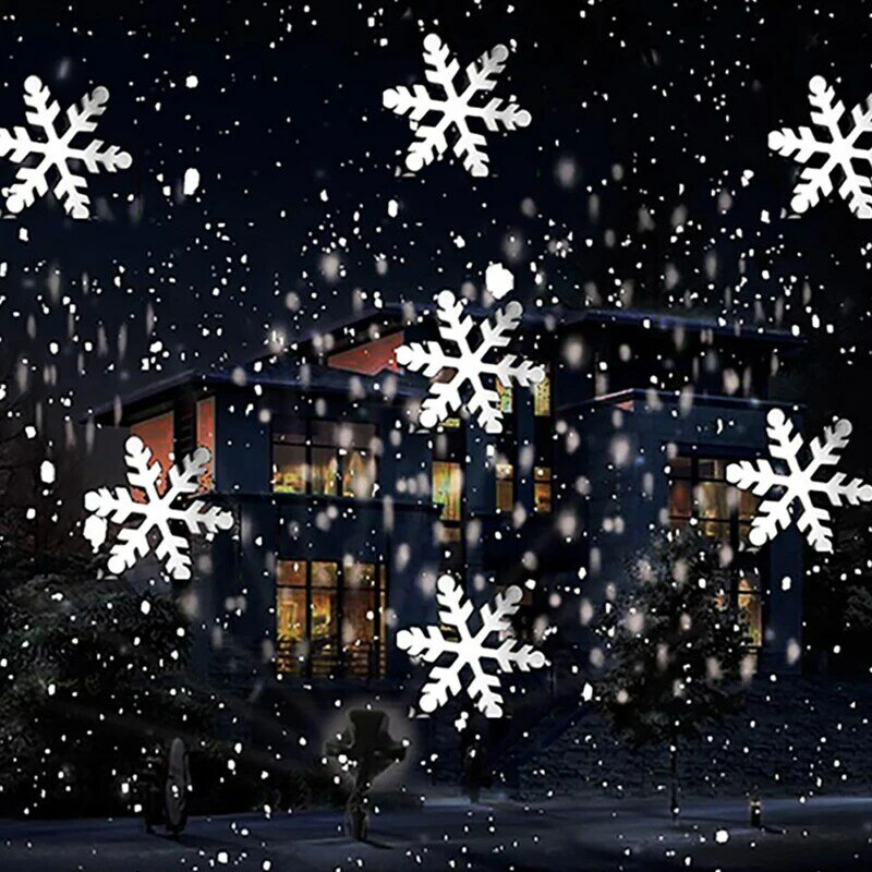 Proyector giratorio de nevadas para exteriores, luz de nieve móvil para jardín, escenario, foco de copo de nieve de Navidad para fiesta de año nuevo