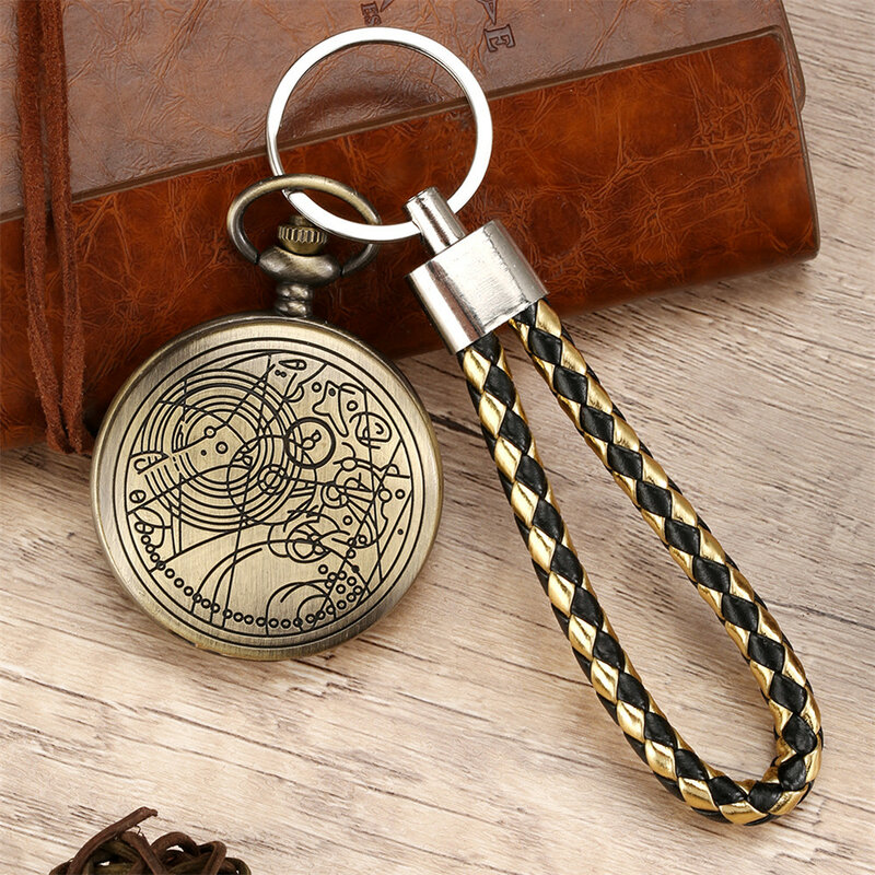 Hot Sale Retro Quartz Pocket Watches with Fashion Keychain Leather Rope Lovely Vintage Pendant Clock Gifts for Kids