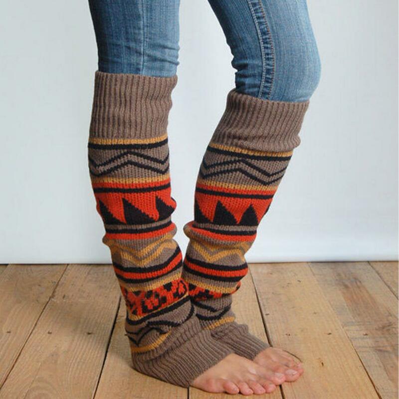 Chaussettes hautes en tricot pour femmes, chaussettes Boho sans pied, chauffantes au dessus du genou, chaussettes hautes pour filles, pour l'hiver