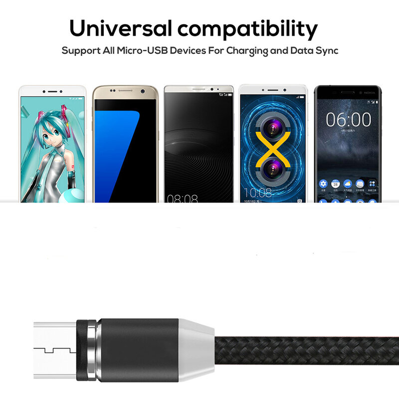 Cargador magnético Micro USB tipo C para móvil, Cable magnético de carga rápida para iPhone 11 Pro XS Samsung Xiaomi Redmi Android