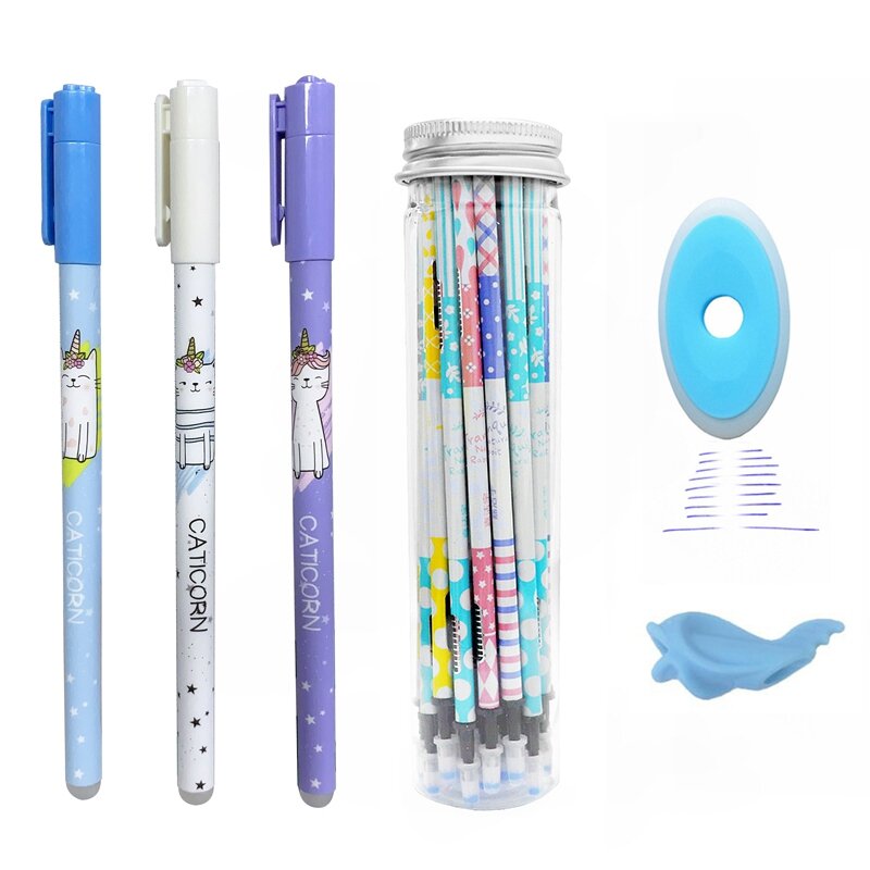 25 pçs/set bonito apagável gel caneta recargas haste 0.5mm lavável magia apagável caneta para menina escola escritório caneta kawaii papelaria presente