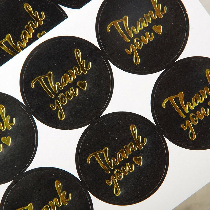 100Pcs Zwart Luxe Hot Stamping Dank U Stickers Voor Seal Labels Geschenkverpakkingen Sticks 1 "Verjaardagsfeestje Briefpapier stickers