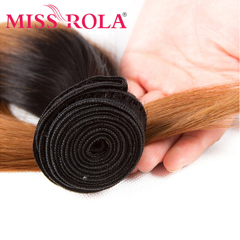 Miss Rola Brazilian Straight Human Hair Weaving 1/3/4 Bundles #1B/27 1B/30 1B/99J 1B/BUG Ombre Remy Hair Extensions Double Wefts