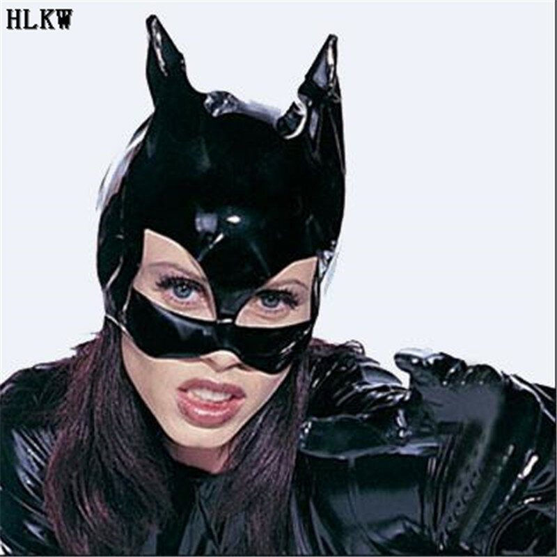 Leather Cat Mask With Ears Gothic Sexy Half Face Fox Mask Bdsm Fetish Catwomen Mask Carnival Halloween Masquerade Party Masks