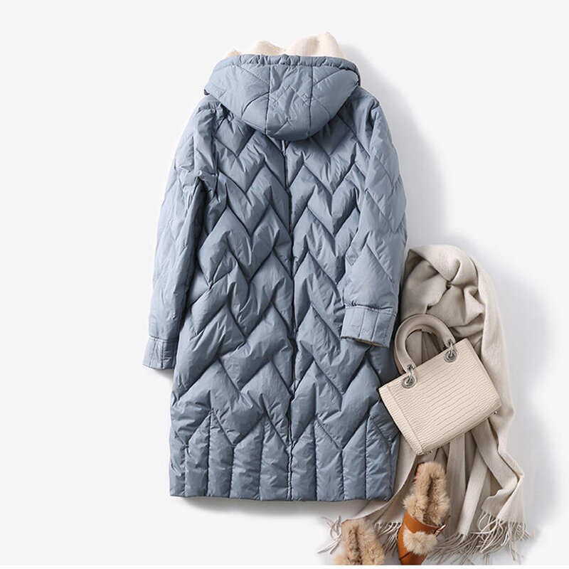SEDUTMO зимняя длинная куртка оверсайз на утином пуху, женское Модное теплое плотное пальто, осенняя Повседневная приталенная куртка-пуховик с капюшоном ED1416