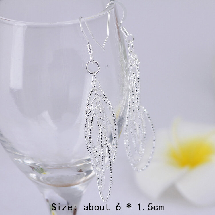 Orecchini di colore argento a forma di cerchi di stile elegante di moda per l'orecchio affascinante dei gioielli della donna-0625