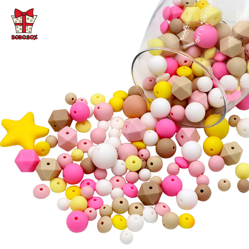 BOBO.BOX-BPA Free Silicone Teether Beads, Cartoon Animais Mordedor, Rod minúsculo, DIY Teething Necklace, Food Grade, Baby Shower Gift, 5pcs