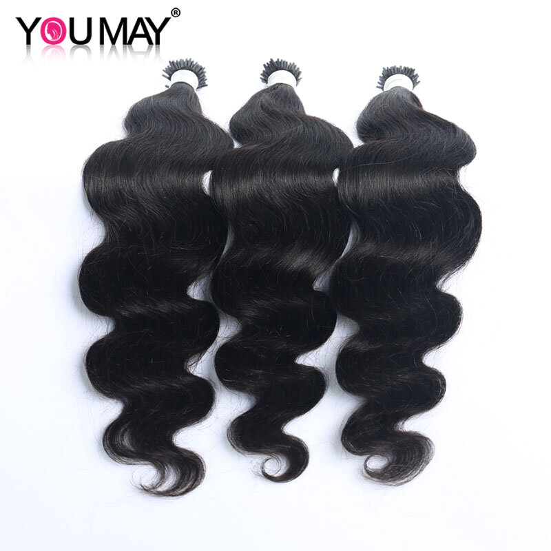 I Tip Hair Extensions Microlink per le donne nere Body Wave New feether F Tip Microlink Hair In Bulk Natural Black You May