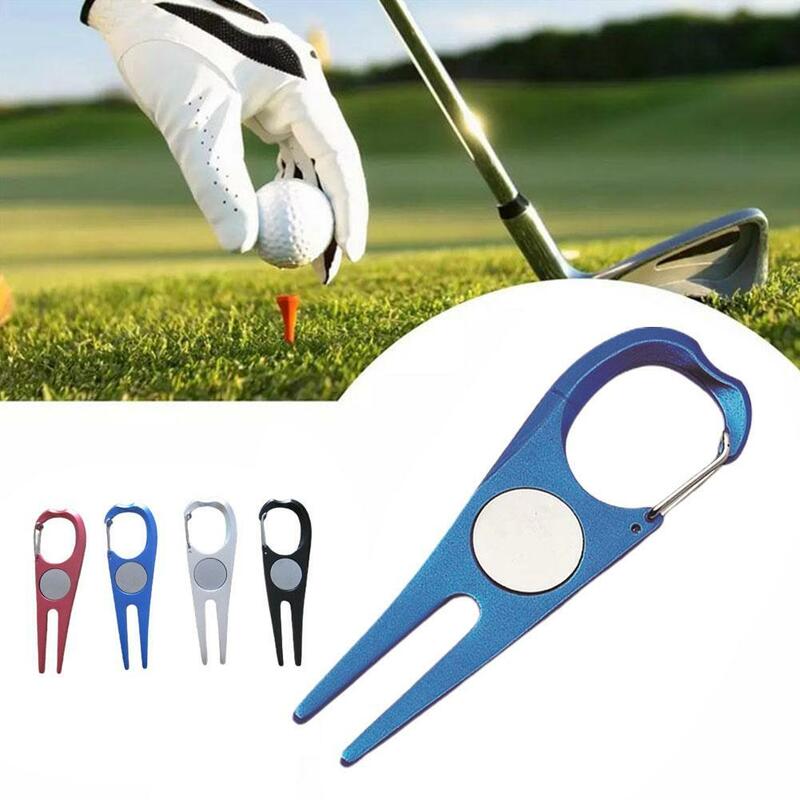 Инструмент для ремонта газона для гольфа, Стальная вилка для гольфа, яркий маркер для позиции, долговечная фотография