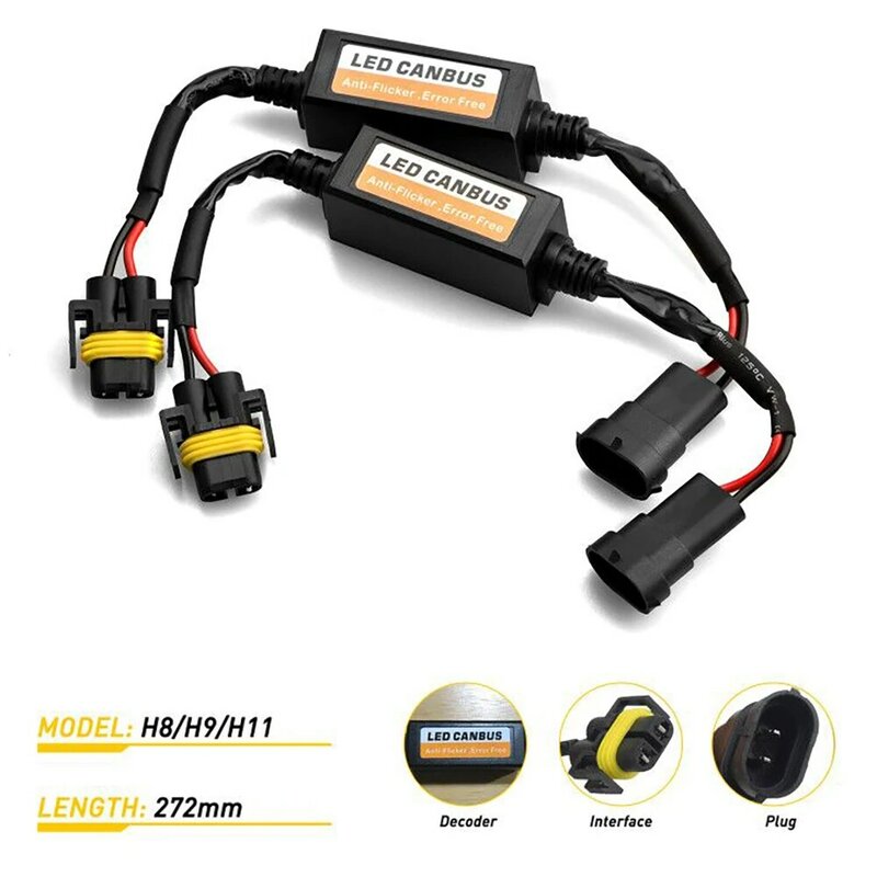 2 sztuk H8/H11 LED reflektor Adapter do dekodera Canbus anti-migotanie uprząż żarówki rezystor dekoder ostrzeżenie kasowanie błędów