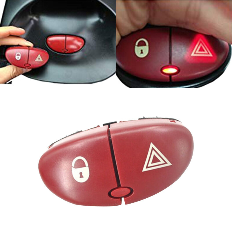 1 Pcs Red Hazard Warning Flasher Switch Dangerous Light Switch Button for Peugeot 206 207 Citroen C2 6554L0 96403778JK