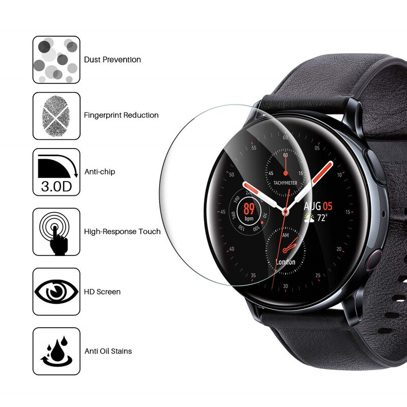 واقي شاشة لهاتف Samsung Galaxy Watch Active 2 ، شفاف ، عالي الدقة ، مضاد للخدش ، خالي من الفقاعات ، فيلم TPU مرن لـ Active2 ، 40 مللي متر ، 44 مللي متر