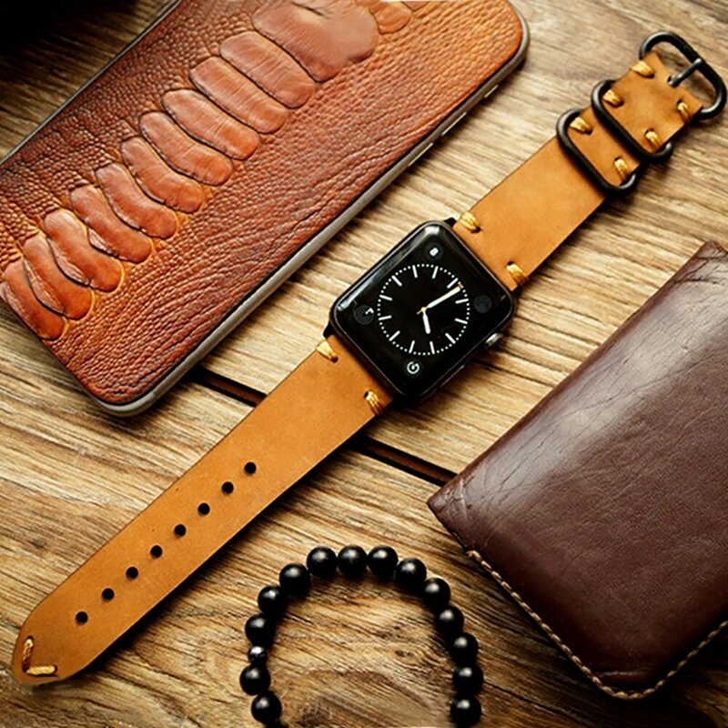 Genuine Leather Loop Strap For Apple watch Band 44mm 42mm Leather Loop Bracelet iwatch 5 4 3 2 Accessories