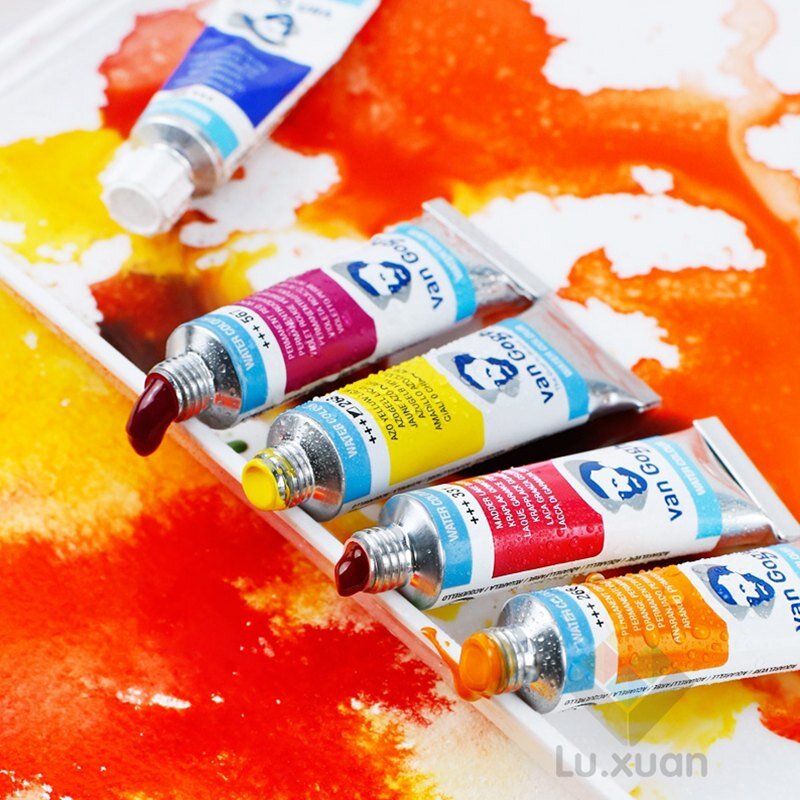 ゴッホ水彩ペイントチューブ10ミリリットル40色プロ水色塗装aquarelアクアレル画材