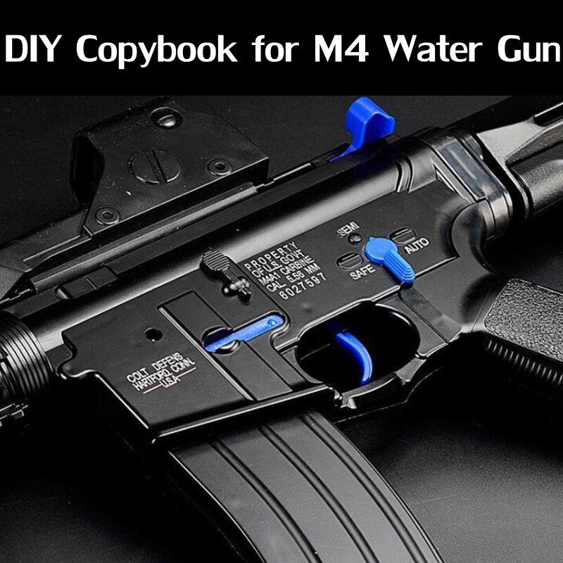 Tactical M4 M4a1 Metal Sticker Water Bullet Gun Sticker Gel Ball Blaster Airsoft Paintball Accessories Waterproof DIY Sticker