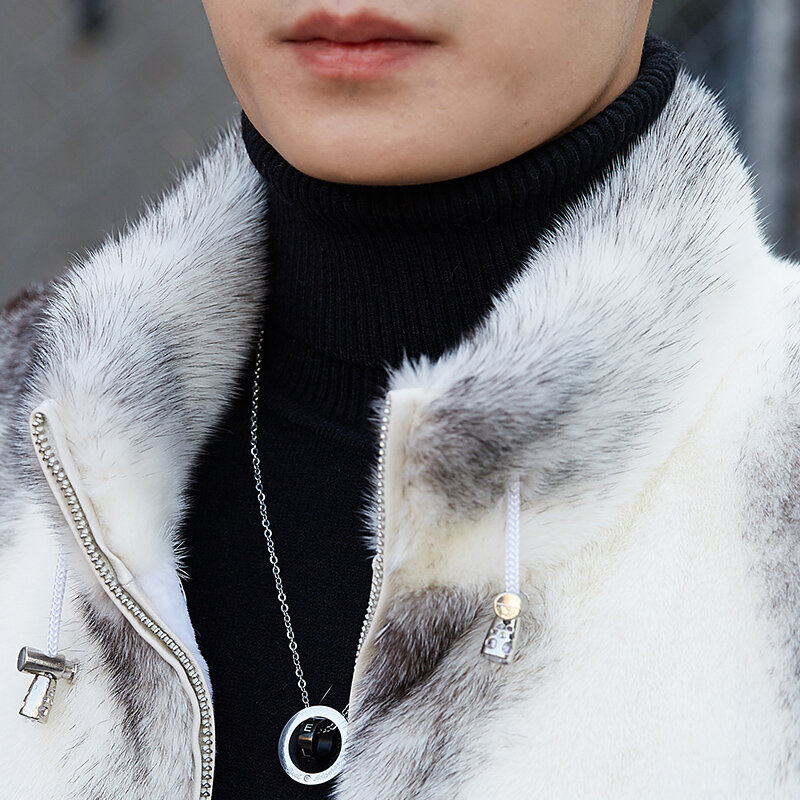 Homens vison boollili casaco de inverno casaco de pele real masculino coreano genuíno casacos de pele quente branco jaqueta de luxo
