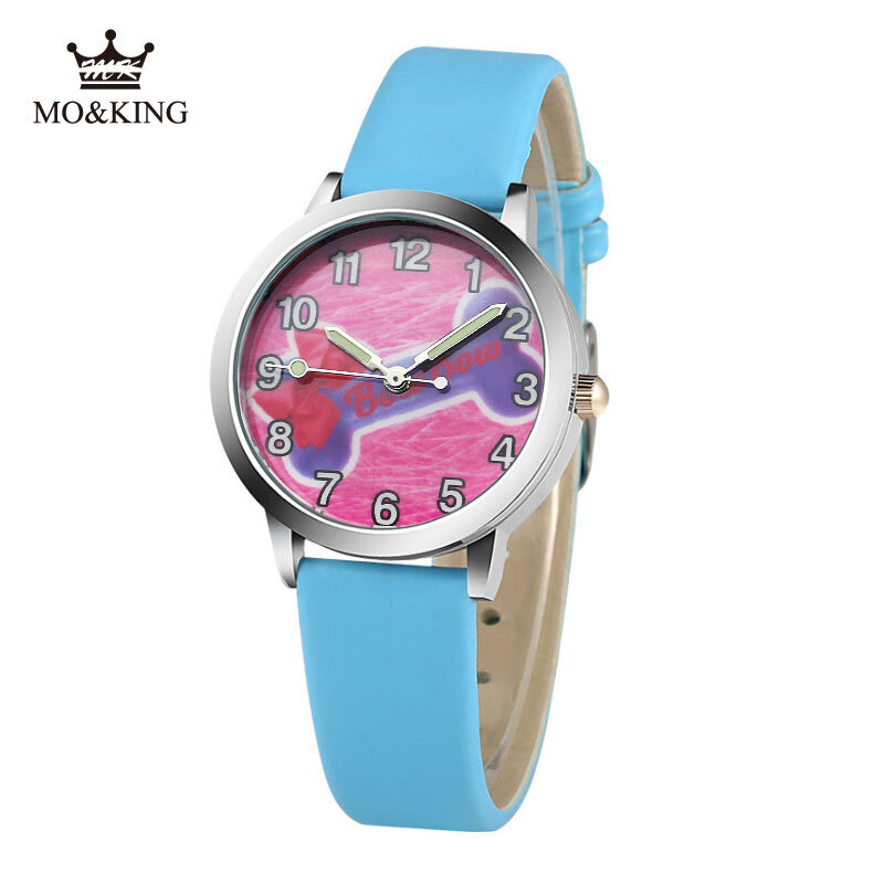 Роскошные кожаные водонепроницаемые детские кварцевые наручные часы с милым рисунком банта для мальчиков и девочек Подарочный браслет Montre