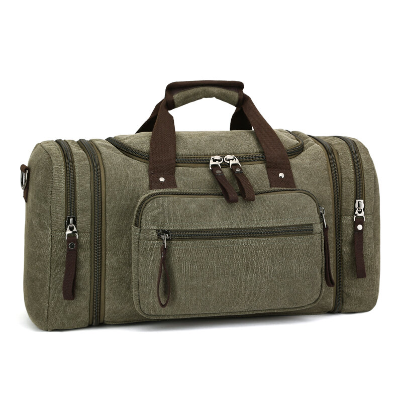Bolsa de mão de lona de grande capacidade para homens Bagagem Viagem Duffle Bags Weekend Shoulder Bags Multifuncional Outdoor Duffel Bag