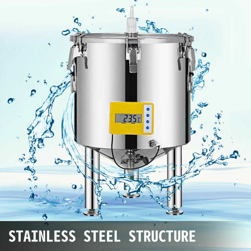 VEVOR Brew Fermenter Bucket 304 Stainless Steel 15L-50L Wine Pot High Sealing for Beverage Dairy Brewing Promoting Fermentation