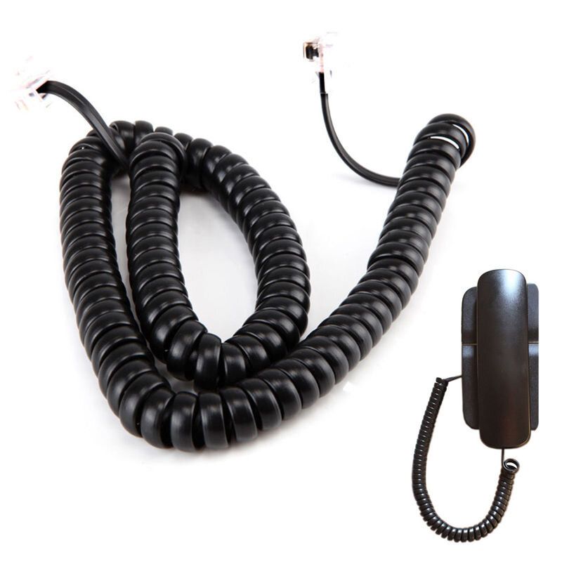 Telefone extensão cabo conector, telefone fone cabo, encaracolado enrolado, mola fio, RJ10