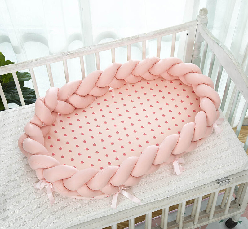 Cotton woven folding portable crib middle bed bionic removable manual fence three-dimensional protective 
