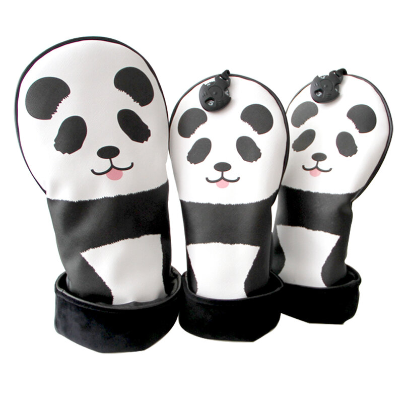 3Pcs/Set PU Golf Head Covers Driver 3 5 Wood Headcovers Panda Protective Cover Fairway Driver Club Accessories