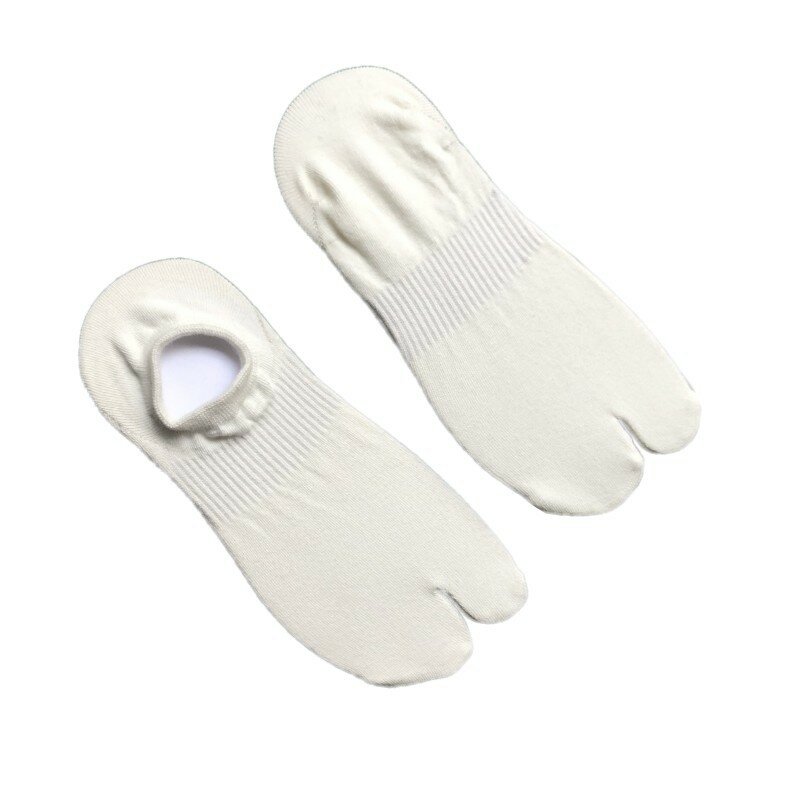 Summer Combed Cotton Couple Tabi Socks Solid Comfortable Breathable Two Toe Socks Women Men Non-slip Invisible Low Cut Boat Sock