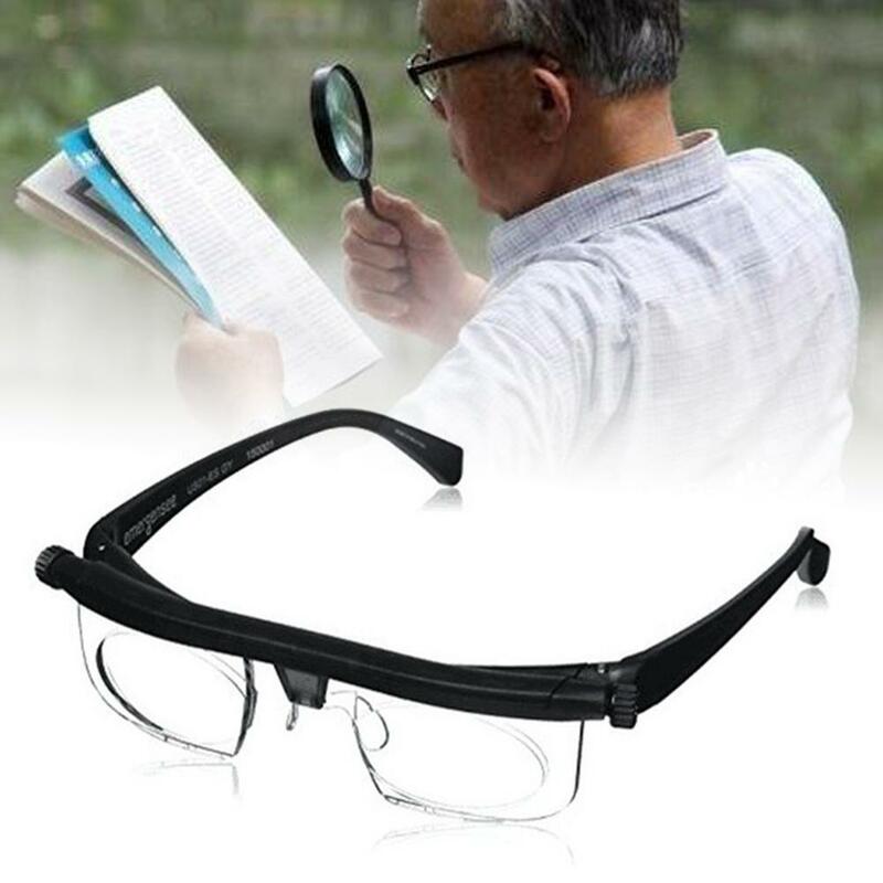 جديد قابل للتعديل قوة عدسة نظارات متغير التركيز المسافة الرؤية التكبير نظارات واقية مكبرة نظارات مع حقيبة التخزين