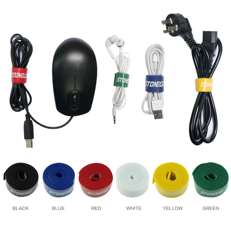 STONEGO – enrouleur de câble USB, organisateur de câbles, attaches, souris, support d'écouteurs, cordon HDMI, coupe libre, gestion du téléphone, bande de protection