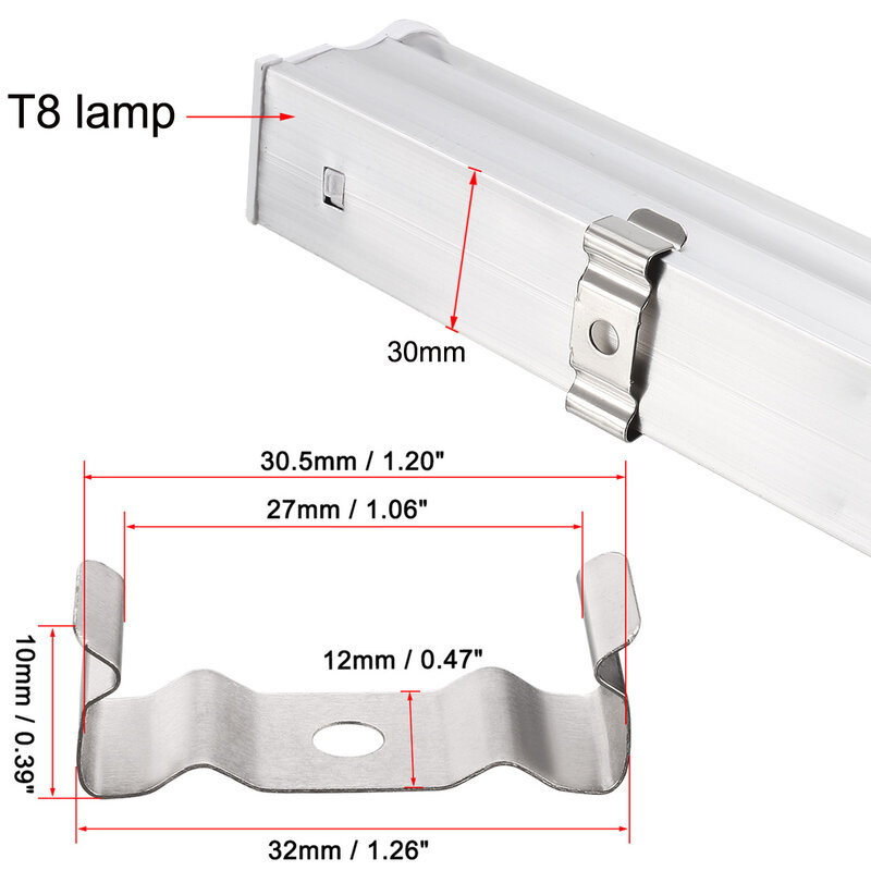 15/20/30/35pcs portalampada staffa T8 clip staffa appendiabiti per lampada a tubo integrata, acciaio al Manganese nichelato