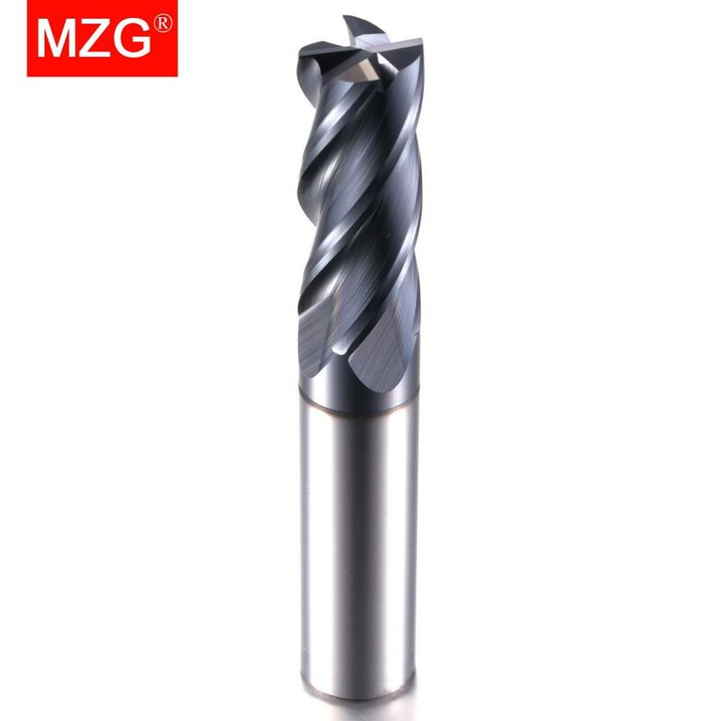 MZG-Outil de coupe en carbure d'alliage d'acier au tungstène, fraise en bout, 4 cannelures, HRC50, 4mm, 5mm, 6mm, 8mm, 12mm