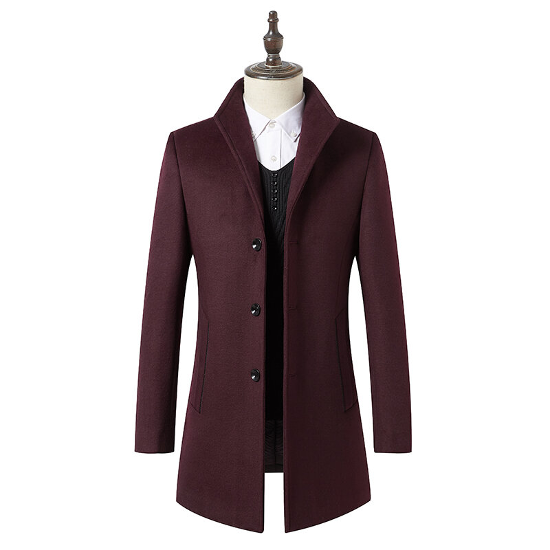 Kolmakey casaco de lã casual masculino, novo estilo de negócios, vestido com costura, casaco de lã sólido com botões