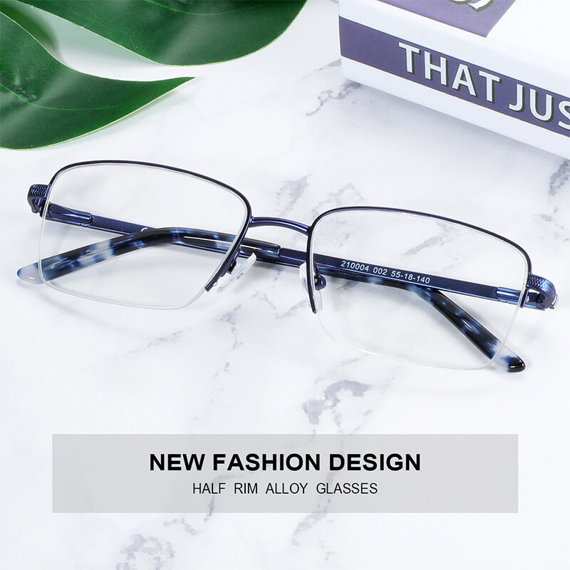 BLUEMOKY-gafas graduadas de media llanta para hombre, anteojos progresivos antirayos azules, fotocromáticos para miopía, gafas ópticas de negocios