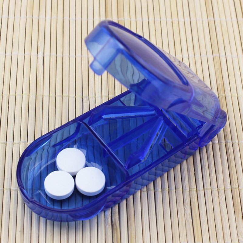 Pill กล่องแบบพกพาสะดวกกล่องยาแท็บเล็ตเครื่องตัด Splitter ยาผู้ถือ Pill กล่อง