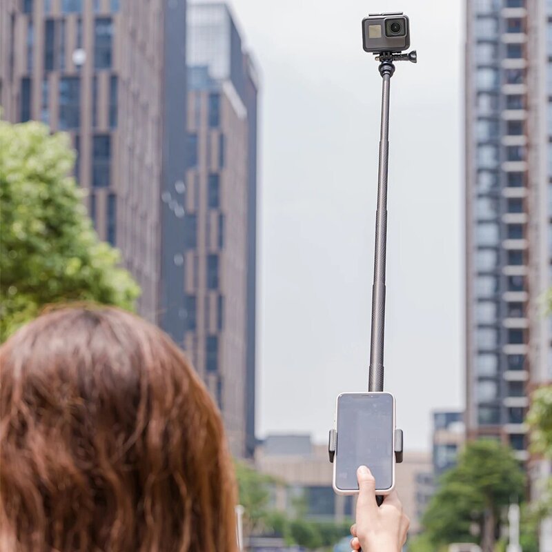 TELESIN-Palo de Selfie de fibra de carbono ultraligero con trípode para GoPro Hero, accesorios para Cámara de Acción DJI OSMO Action, Insta360 y AKASO