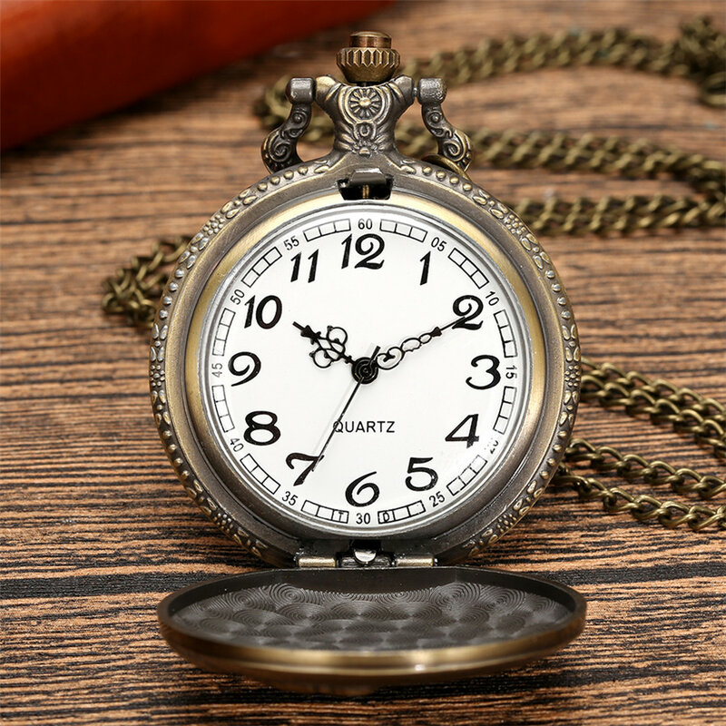 خمر النسر القديم عرض ساعة جيب كوارتز برونزية قلادة سلسلة رائعة جيب ساعة هدية الرجال النساء دروبشيبينغ